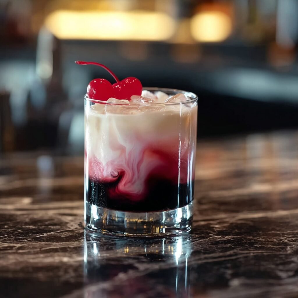 Colorful cocktail with cherries on top