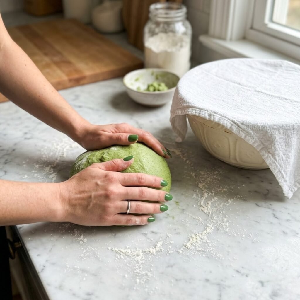 A detailed shot illustrating the kneading process that develops the smooth, pliable texture necessary for rolling thin, tear-resistant tortillas.