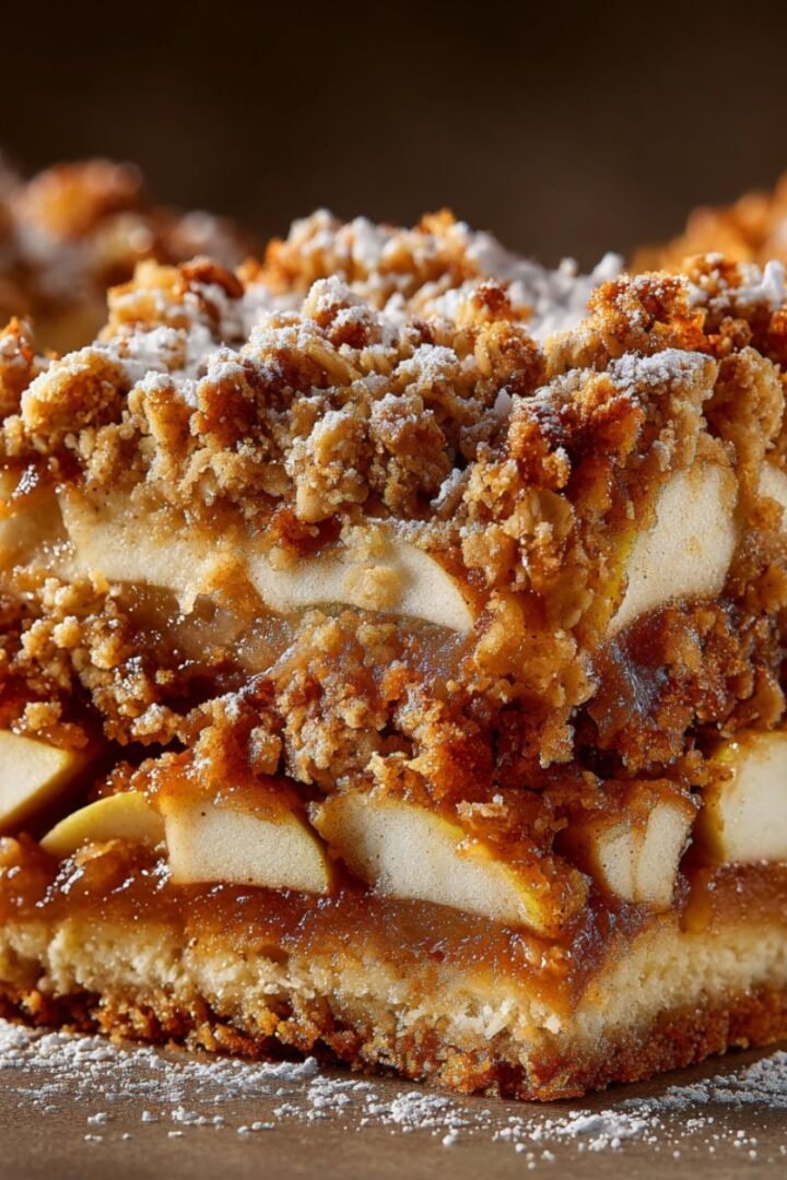 pple oatmeal bake slice showing layers of tender apples, cinnamon oats and crispy topping. Healthy breakfast casserole ready in 45 minutes for meal prep mornings.